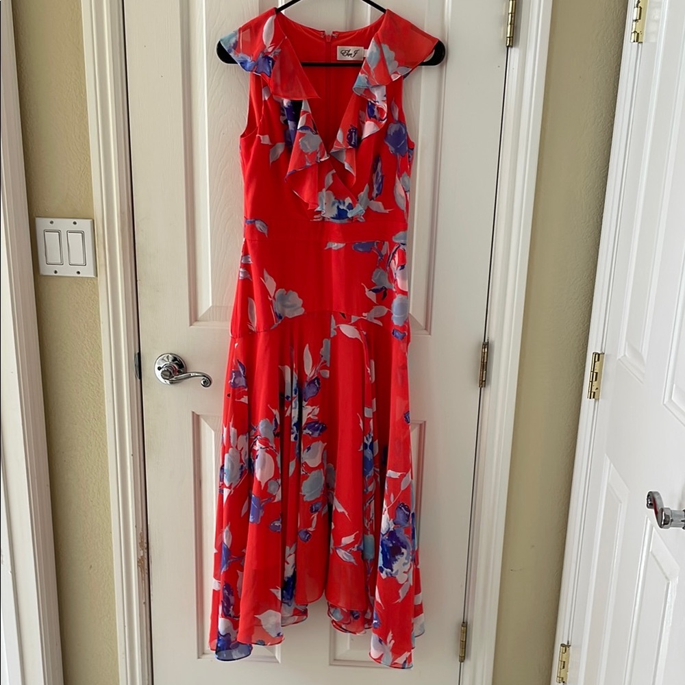 Eliza J Red Ruffled High Low Sundress